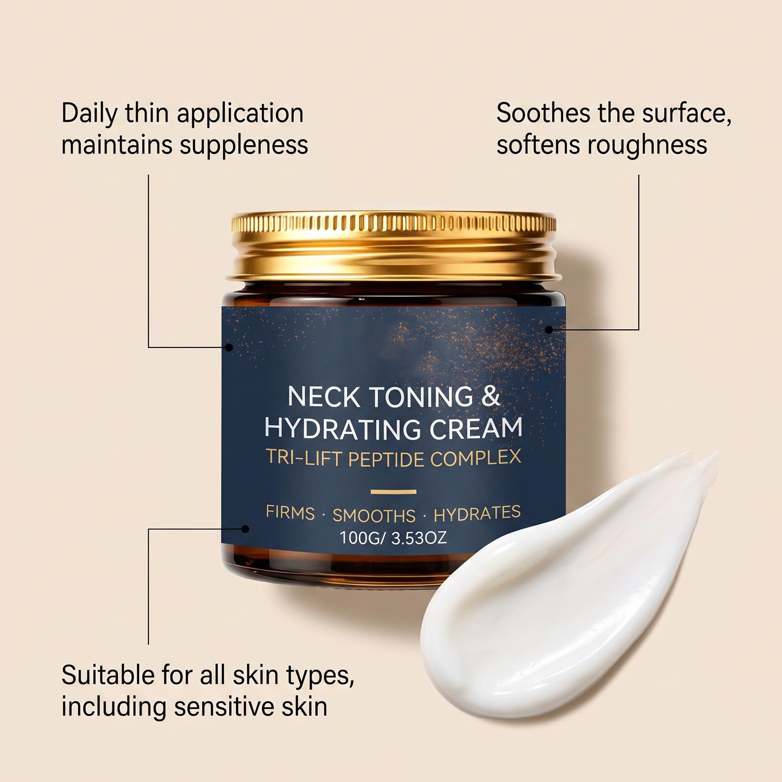 Crema antiedad para el cuello para pieles maduras: hidratante reafirmante con péptidos, tonifica y reafirma el cuello, reduce visiblemente las arrugas profundas y la textura flácida. (6pcs)