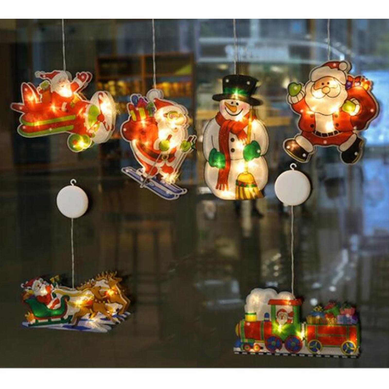 CALANDIS Xmas Santa Led Light Christmas Window Decoration Silhouette Decor Sled