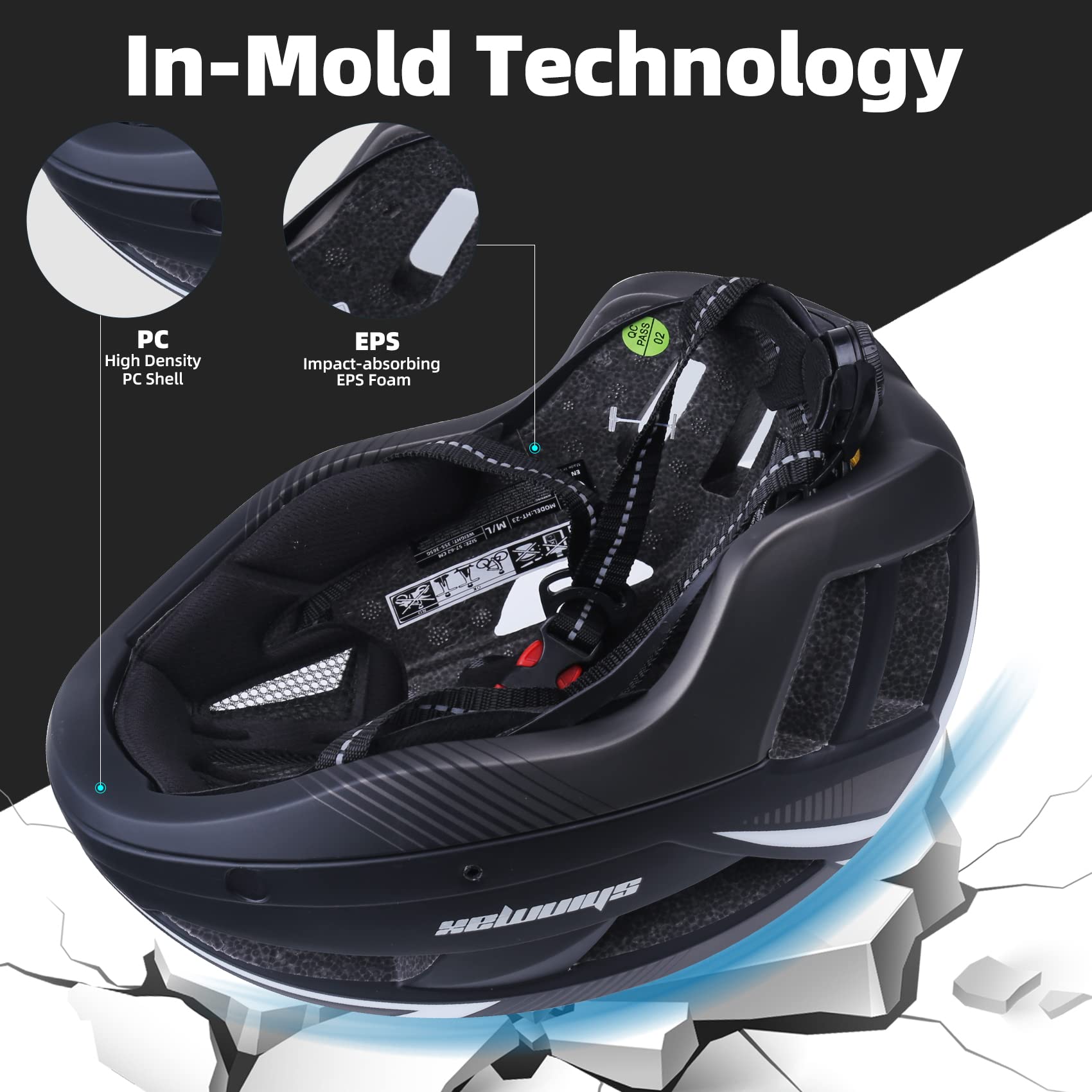 Shinmax Casco Bici Uomo Donna Casco MTB con LED USB Ricaricabile Luce Casco Bici Adulti con Visiera Rimovibile Magnetica Occhiali Casco Ciclismo Unisex Caschi Bicicletta 57-62cm NR-032