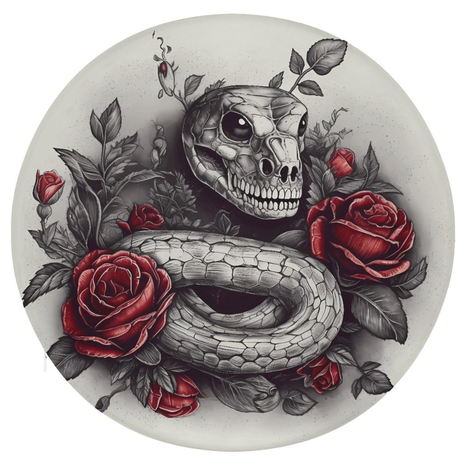 FekiLoot Snake Chair Cushion Round Memory Foam Seat Cushion Soft Circle Chair Pad with Removable Cover Fashion Decorative Stool Pad for Bedroom Sofa Kitchen Office 15.3" X 15.3"