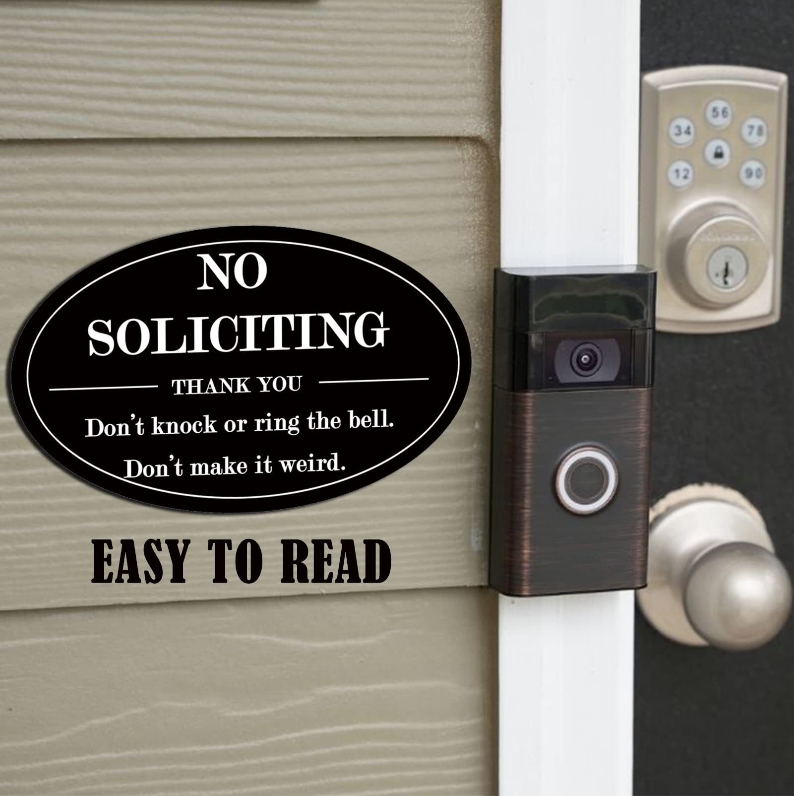 2 Cartelli No Soliciting In Acrilico 23x10cm - Autoadesivi Per Porta, Finestra E Parete - Nero E Bianco - 2