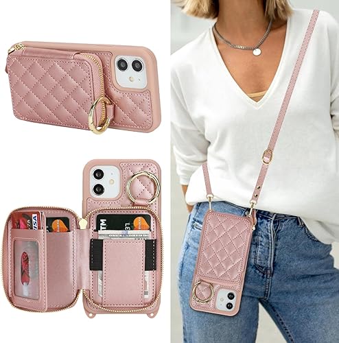 Miniatura 22 de Funda Cartera Bandolera para iPhone 11, Cuero PU Cremallera Bolso Cartera Funda Plegable con Tapa, Funda Folio con Soporte con Ranuras para Tarjetas