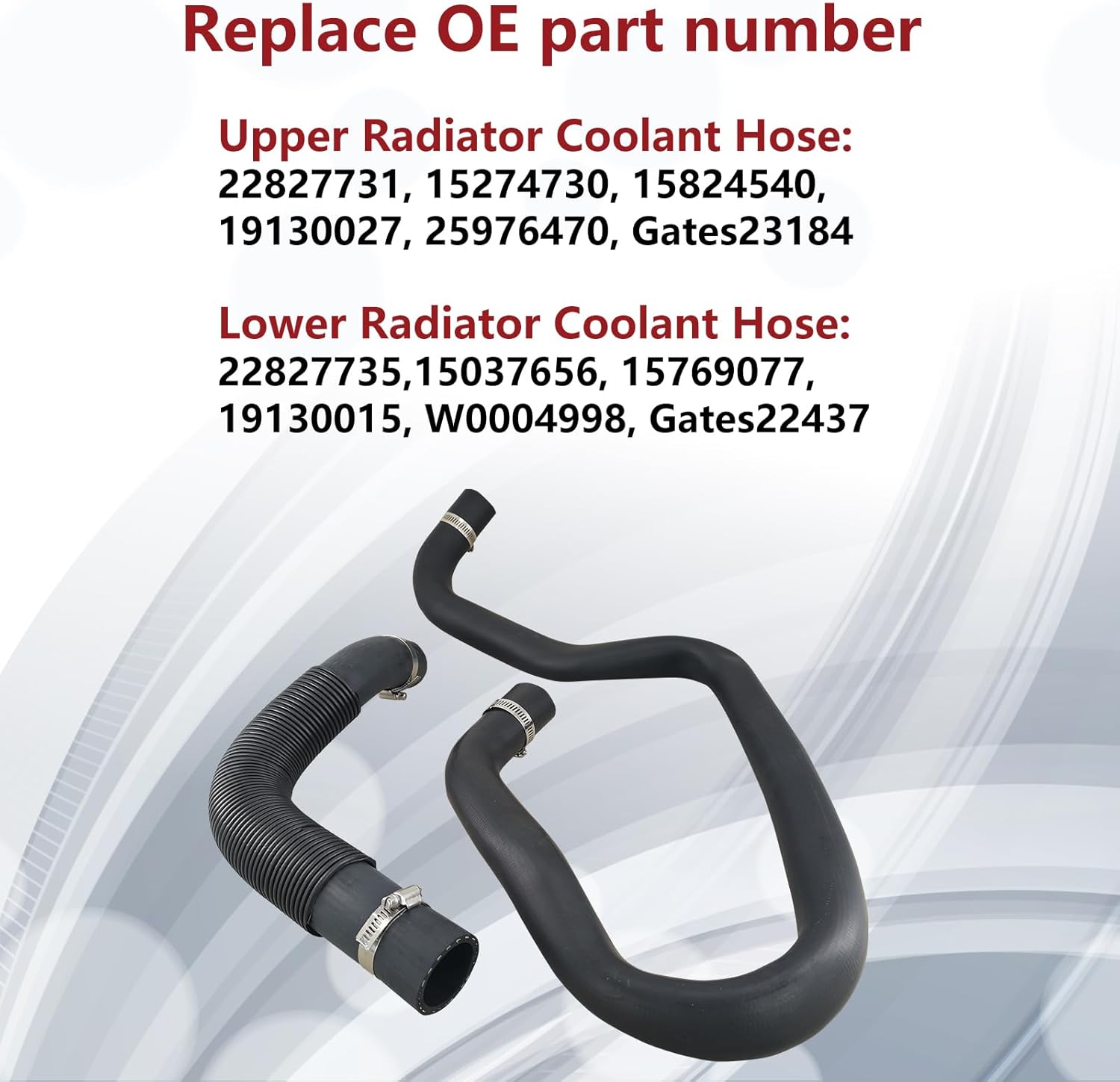 Engine Upper & Lower Radiator Coolant Hose Kit for 2007-2014 Cadillac Escalade GMC Yukon Chevy Silverado Suburban #22827731 22827735