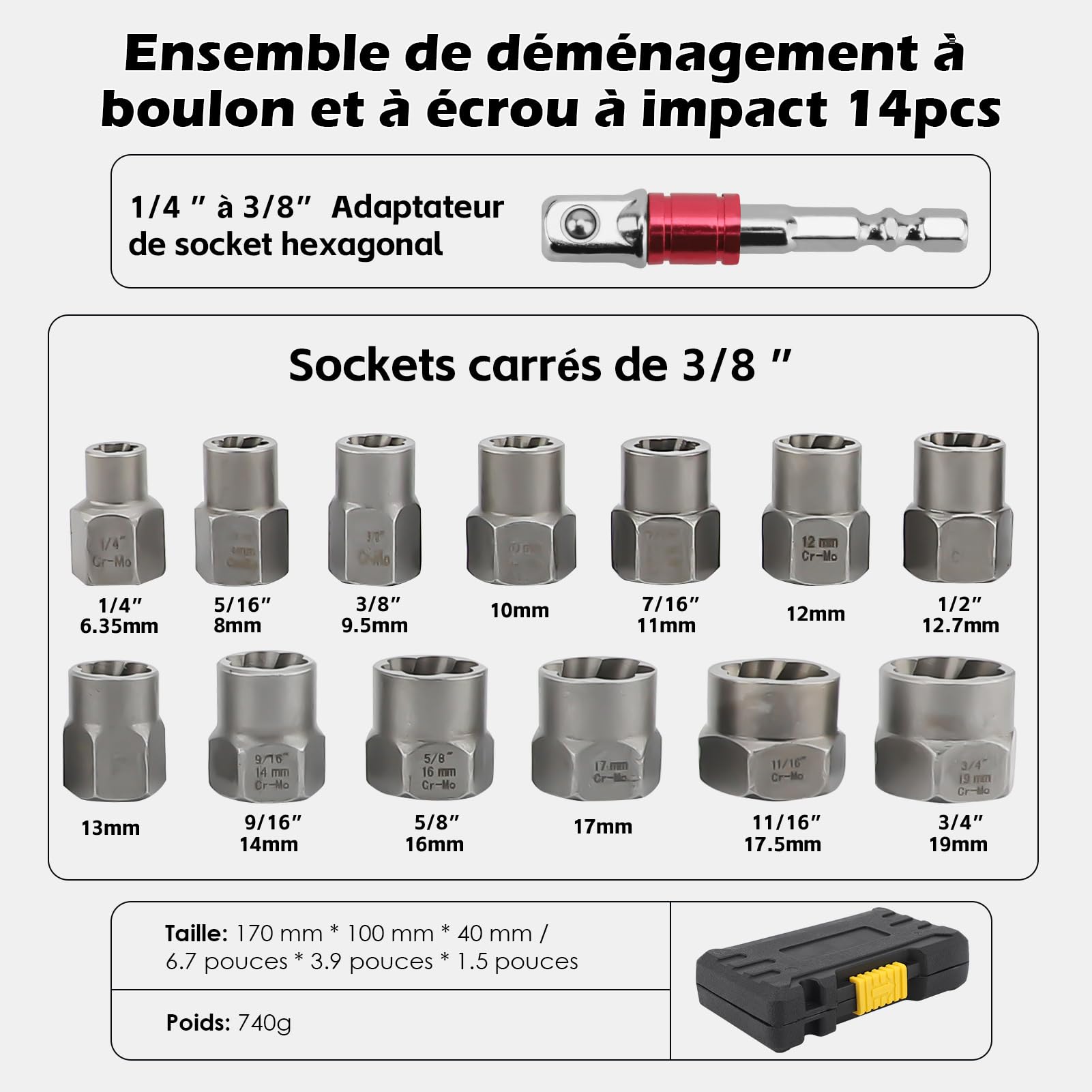 14 Pièces Extracteur Ecrou Antivol, Ecrou Antivol Universelle, Extracteur Boulon Antivol, Extracteur De Vis Cassée , Ensemble D'outils De Retrait