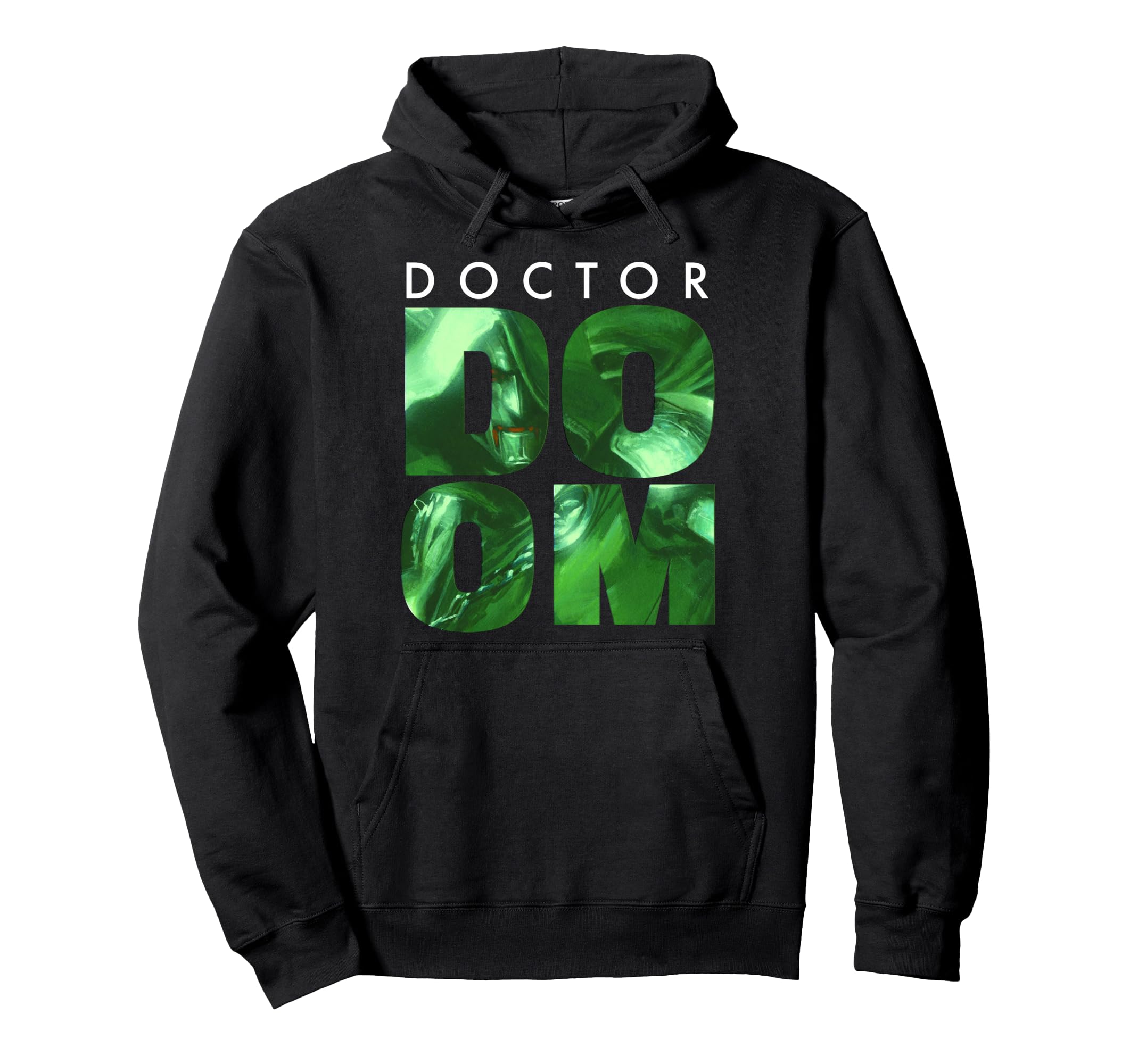 Marvel Doctor Doom Large Stacked Portrait Fill Text Pullover Hoodie