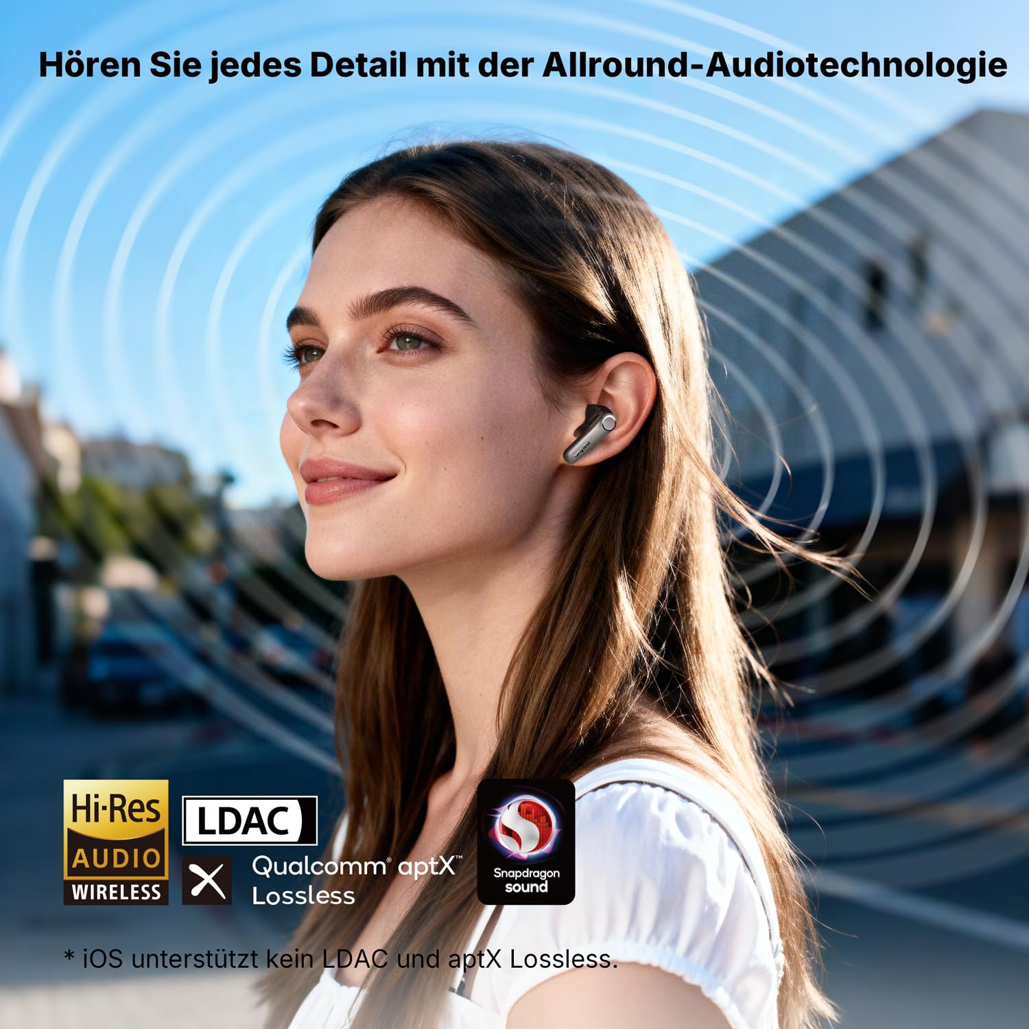 EarFun Air Pro 4+ Bluetooth Kopfhörer mit Noise Cancelling, Hybrid-Treibersystem, Hi-Res Audio, aptX Lossless, LDAC, 6 Mik. KI Anrufe, 54 Std. Akku, Multipoint, Trageerkennung, IP55, Bluetooth 6.0