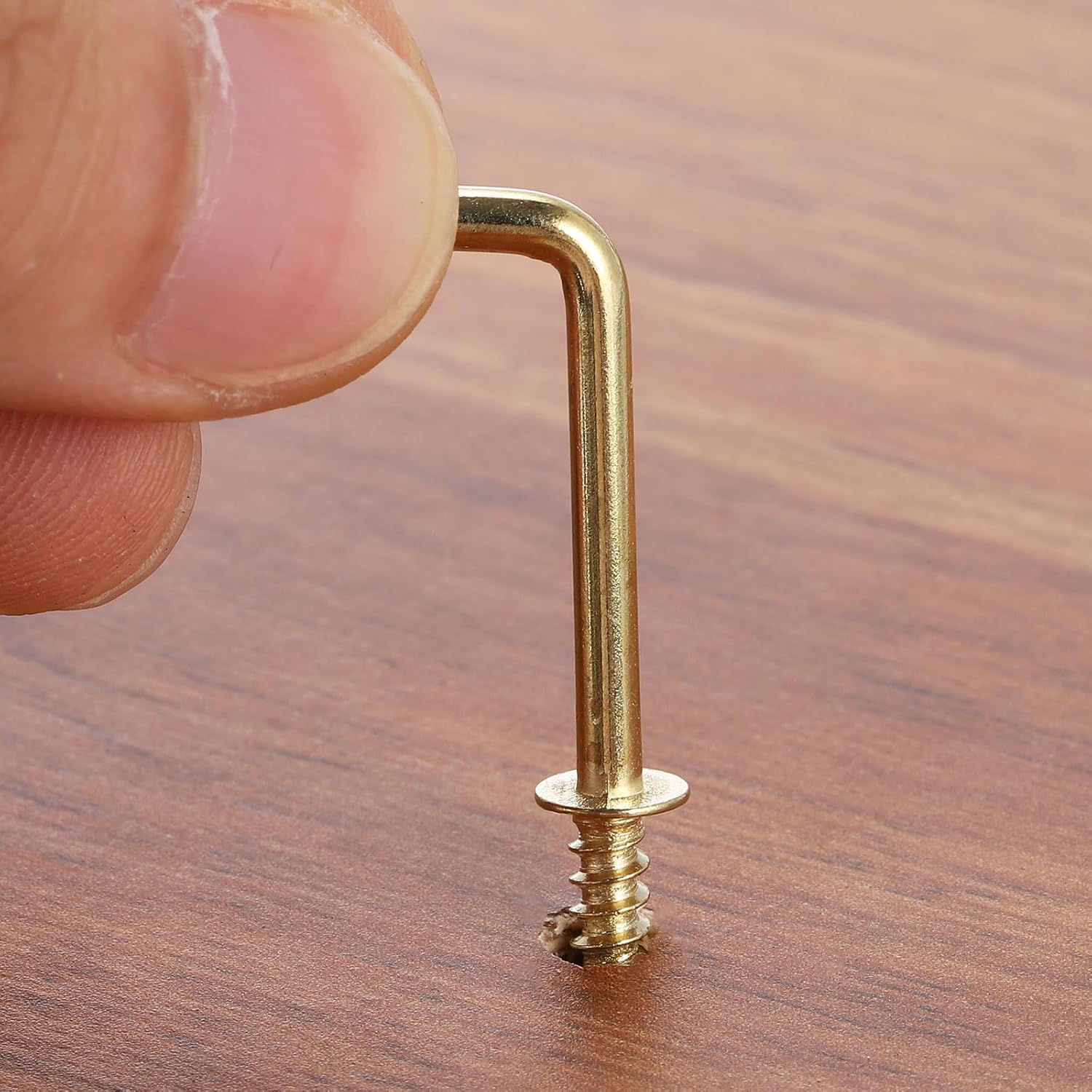 uxcell 40 Pcs L Shape Hooks, 1 Inch Right Angle Hooks Carbon Steel Small Screw in Hooks 7 Shape Right Angle Hook for Hanging, Gold