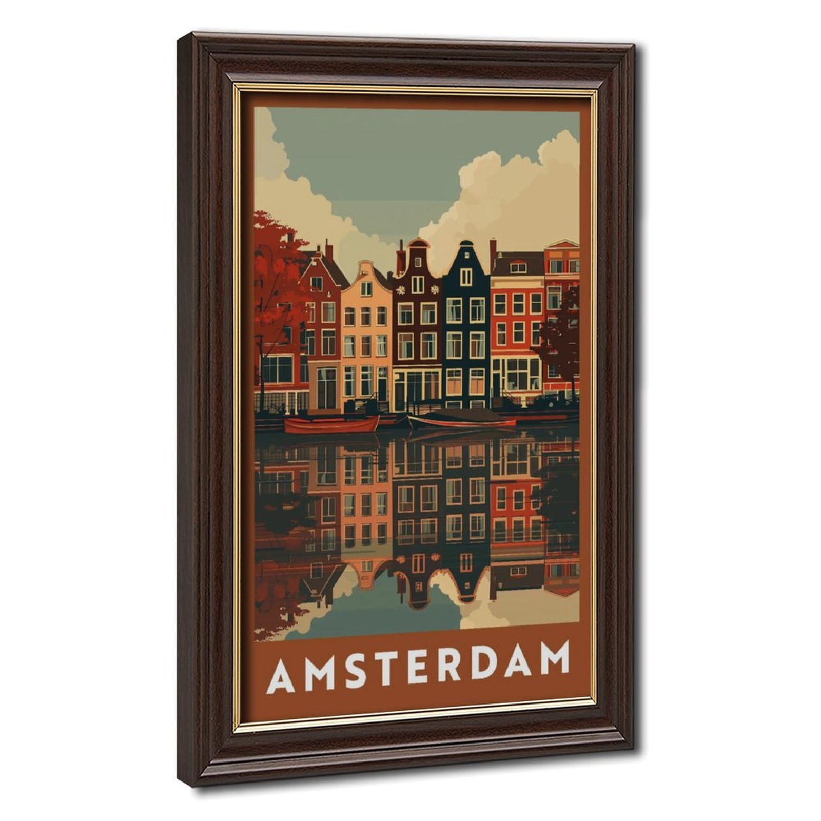 Bareronor Amsterdam Canal Canvas Poster for Office Decor Gift
