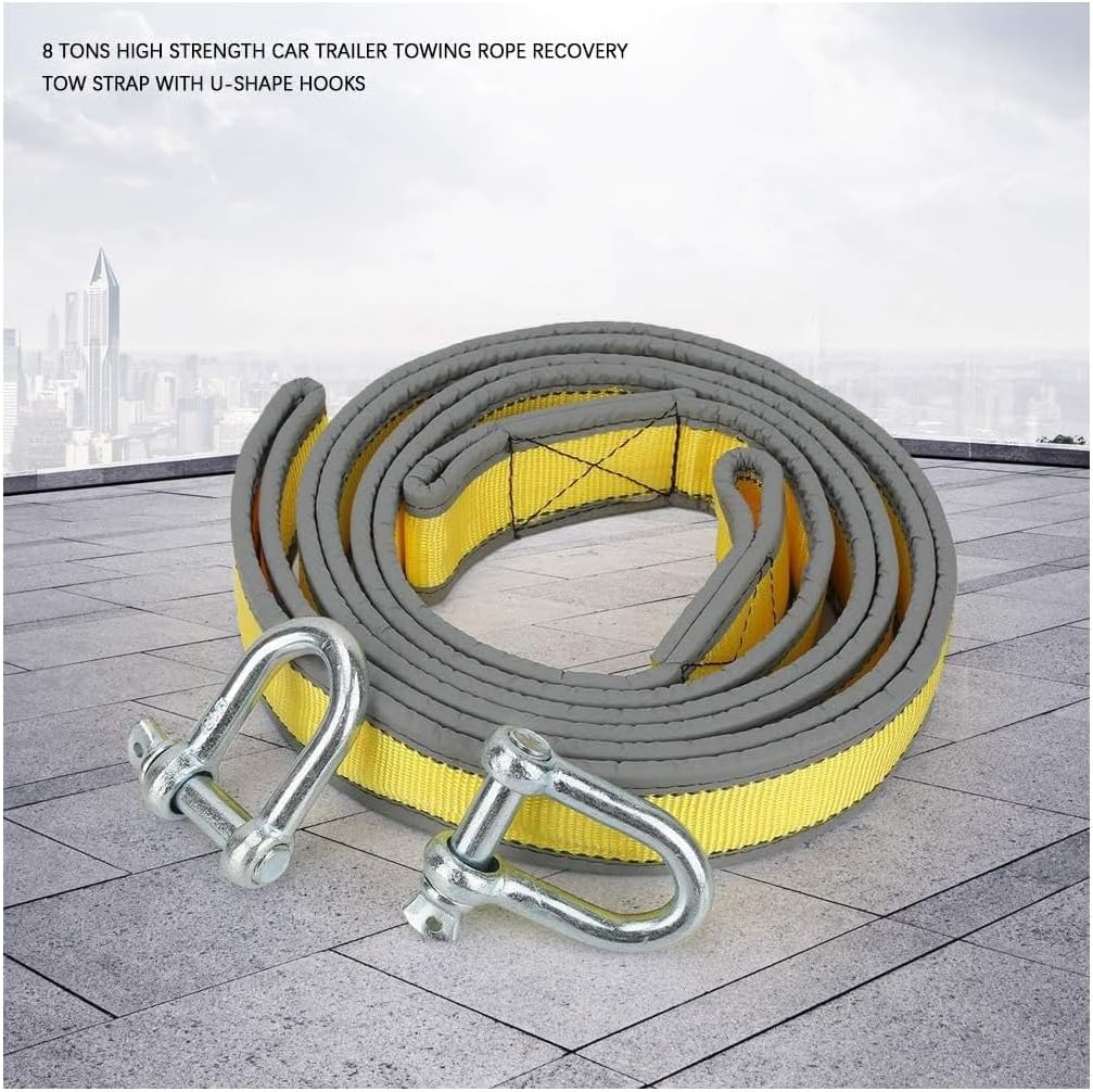 牽引ロープ 車 緊急用 けん引ロープ 長さ3m-10m 牽引ベルト 最大牽引力35t 高強度 夜間反射セット Ｕ字シャックルフック式