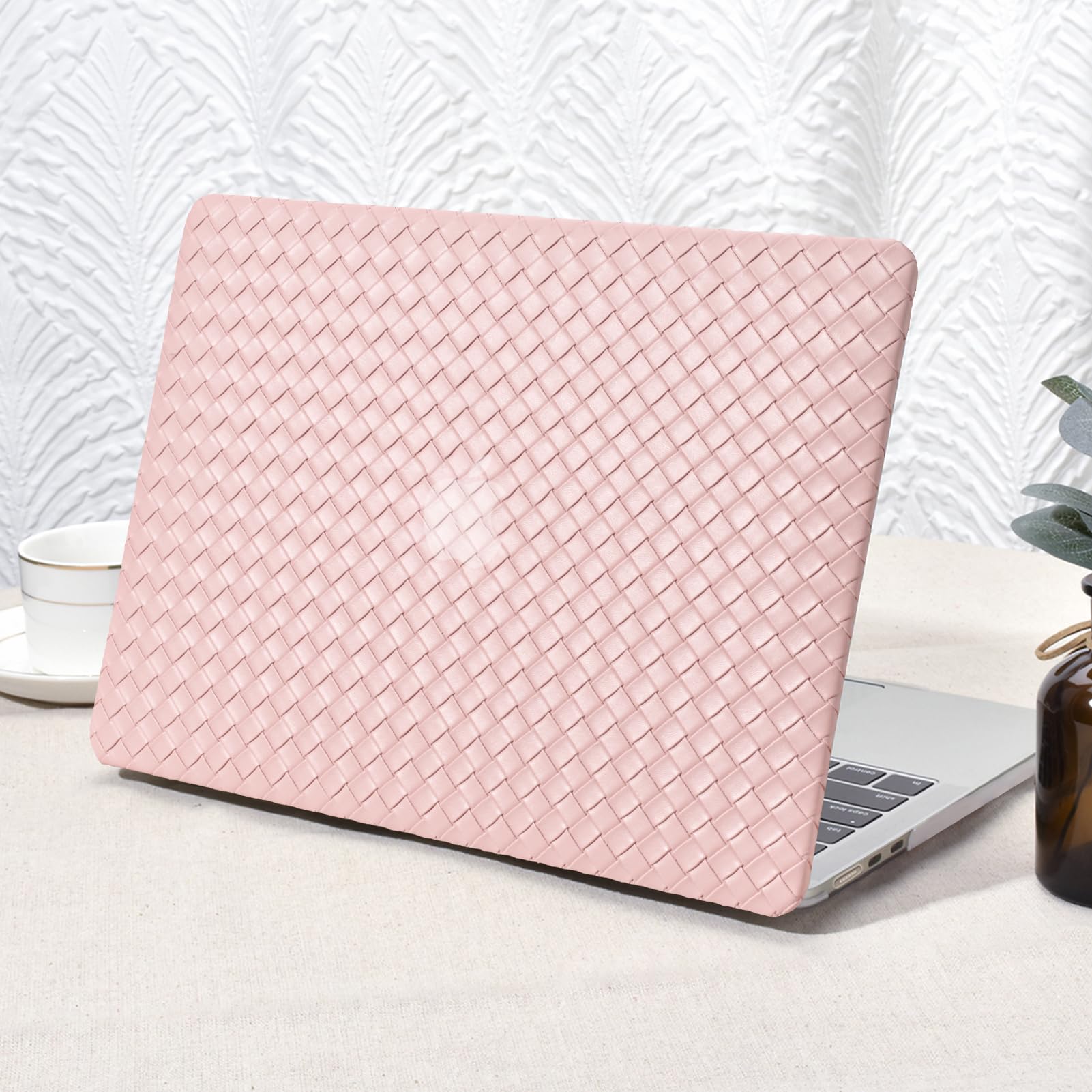 Seorsok Compatible with MacBook Air 13.6 inch Case 2022 2024 A2681 M2&A3113 M3 Liquid Retina Display Touch ID,Elegant Leather Plastic Hard Case Transparent Keyboard Cover,Beige Tartan PVC Leather