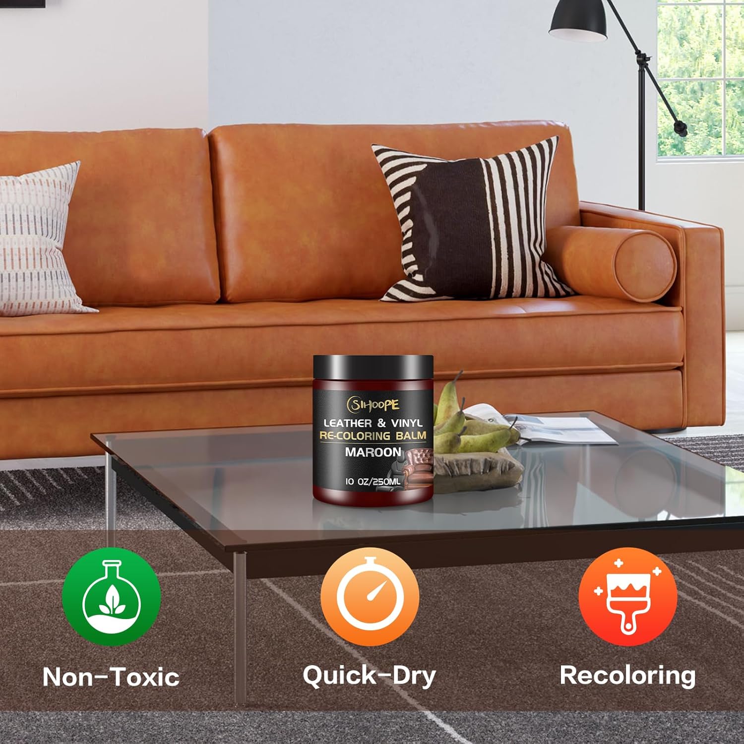 Maroon Leather Recoloring Balm, Leather Repair Kit for Furniture,Leather Dye Couch Paint and Repair,Leather Scratch Remover,Leather Color Restorer for Couches Car Seats Purses Shoes - Image 5