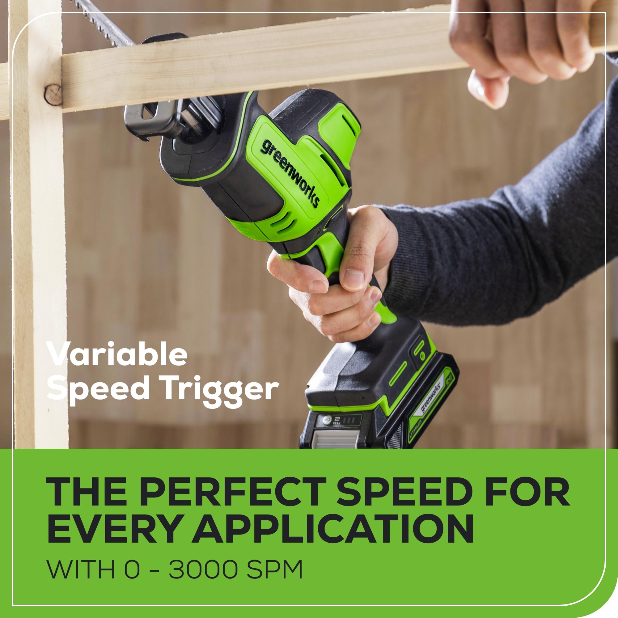 Greenworks 24V Brushless Compact One-Handed Reciprocating Saw (3,000 SPM), Cordless Powered Variable Speed Recip Saw, Battery Not Included