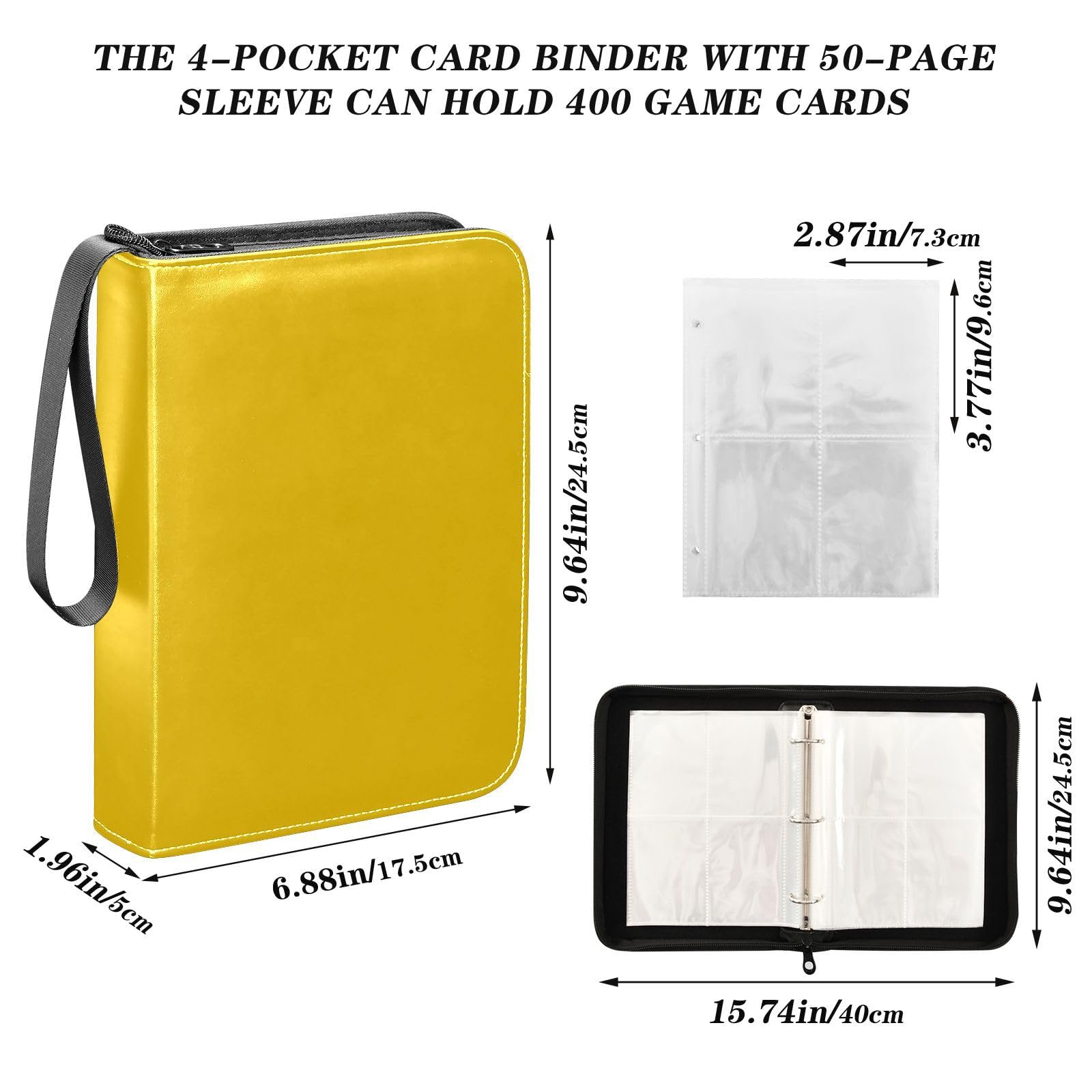 Amazon.com: Chrome Yellow Card Binders Card Collection Binder with