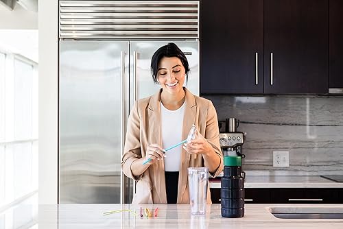 Miniatura 7 de Paquete de 3 popotes curvados de 9 pulgadas de ancho + tamaño estándar de 8.25 pulgadas + popotes de vaso de 10.5 pulgadas con tapón, paquete