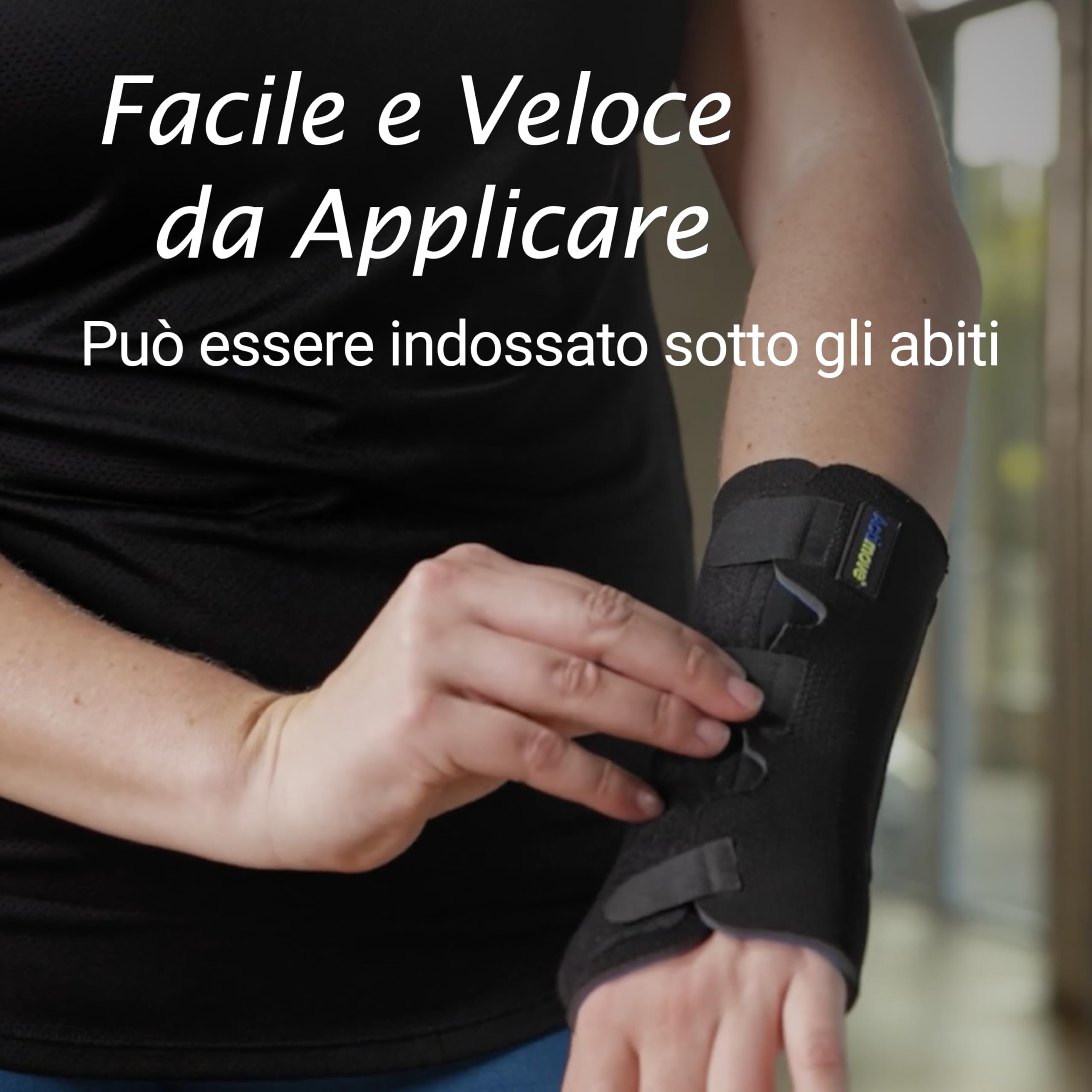 Actimove Sports Edition Polsiera Ambidestra, con Stecca Metallica Removibile - Stabilizzazione per stiramenti e distorsioni, indicata per il recupero – Nera, M
