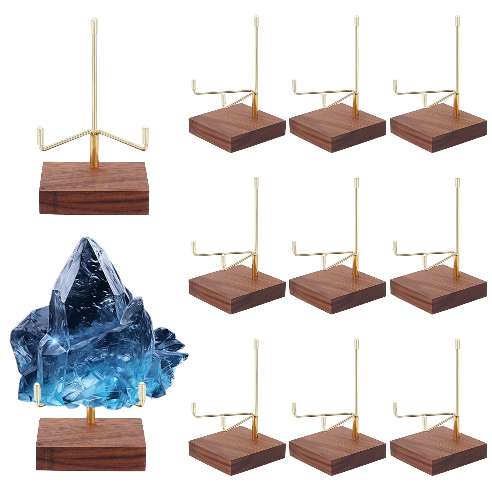 Support chevalet pour présenter des roches avec bras métalliques réglables