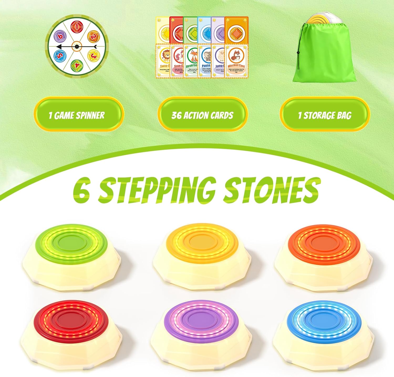 Light Up Stepping Stones for Toddlers 3-5 - 6 PCS Non-Slip Musical Stackable Step Stones, Toddler Obstacle Course Sensory Toys, Indoor Outdoor Jumping Play 1-3 Years Old Boys Girls Birthday Gifts