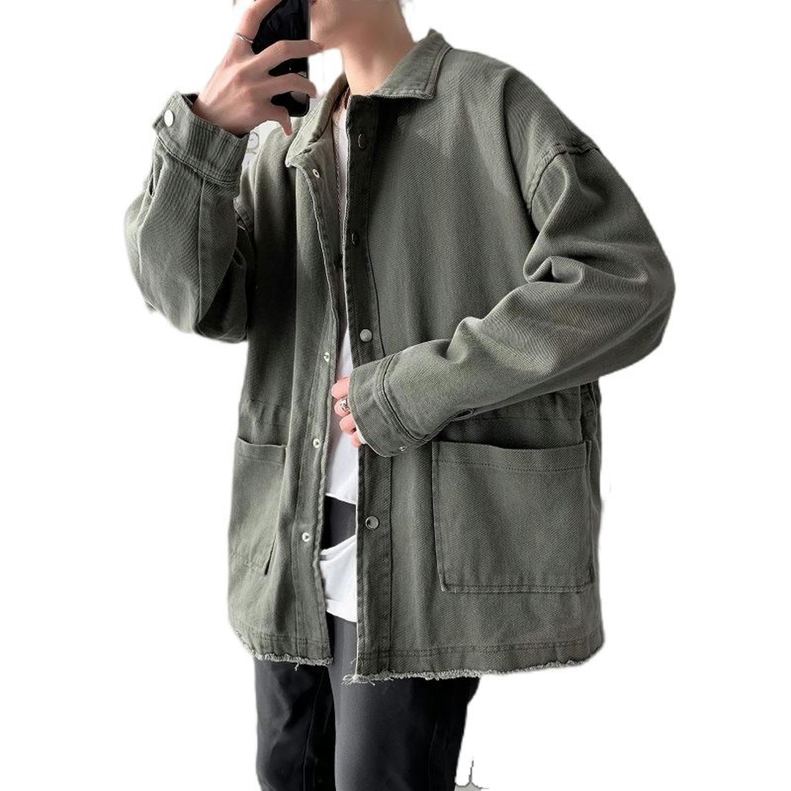 Veste de travail homme verte taille L | Veste fonctionnelle lâche de printemps