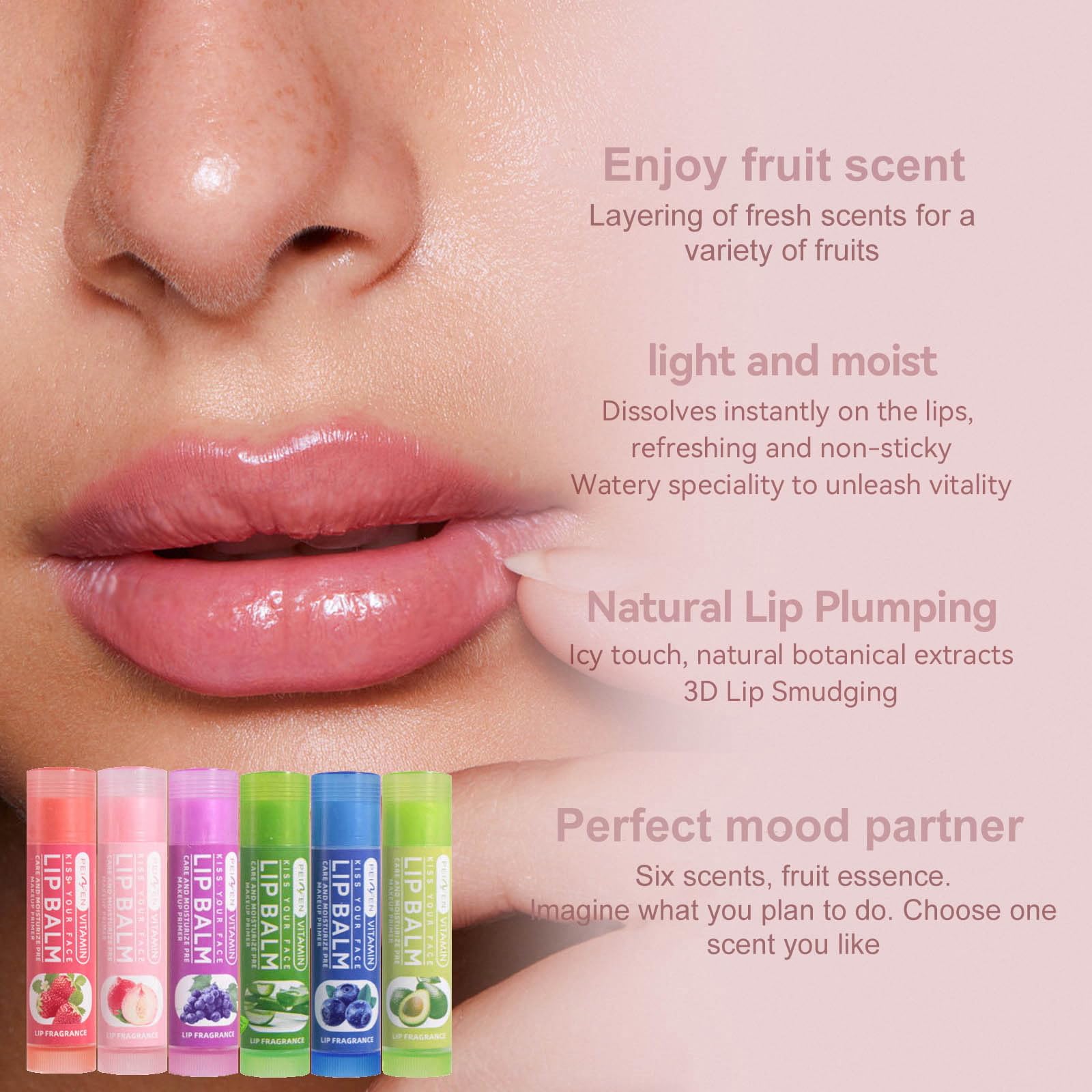 mercham 6 Pack Organic Lip Balm Set, Fruit Lip Repair Balm Multipack - Image 3