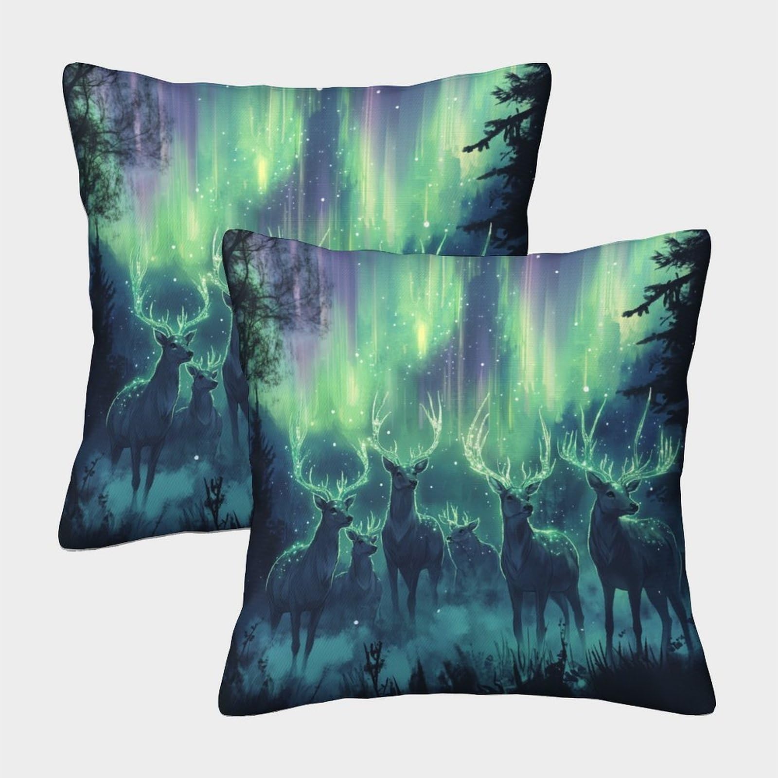 kaiyun 2 Pack Deer 3D Magic Light Spots Starry Sky Cushion Cover Pillow Cover Sofa Outdoor Decoration Square 50x50cm