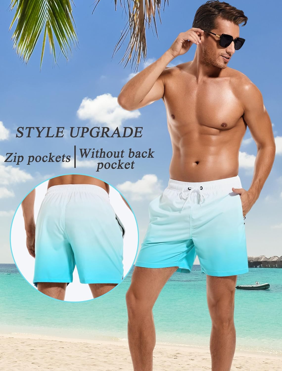 SILKWORLD Men's Swim Trunks Quick Dry Beach Shorts with Pockets - Image 3
