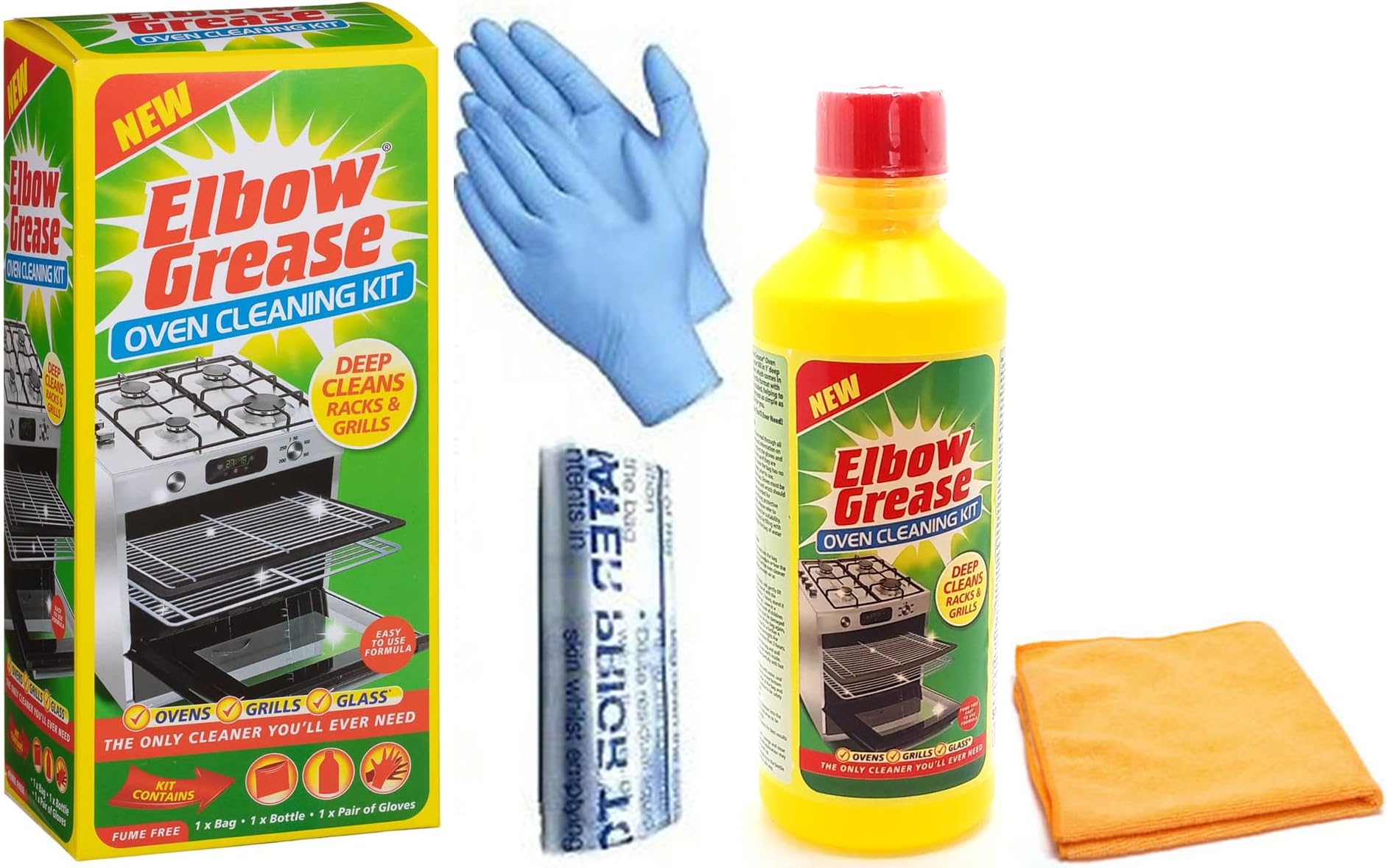 Oven Cleaning Kit | Heavy Duty Oven Cleaner + Microfibre Cleaning Cloth| Ideal Domestic Ovens and BBQ -500 ML Bottle | Complete Oven cleaning kit with Bags and Gloves