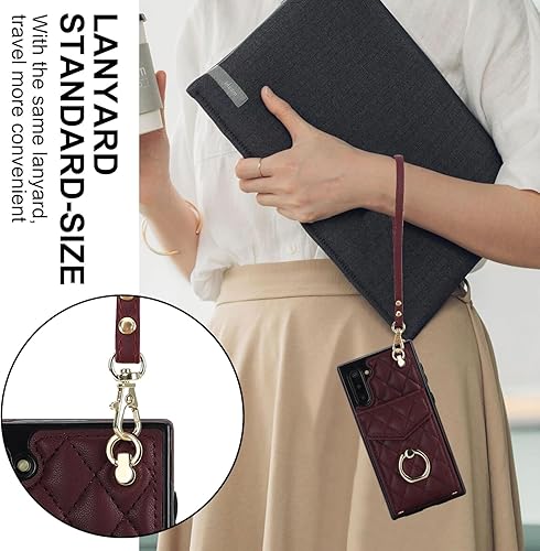 Miniatura 7 de Asuwish Funda de teléfono para Samsung Galaxy Note 10 5G con protector de pantalla de vidrio templado y correa para la muñeca, anillo con bloqueo