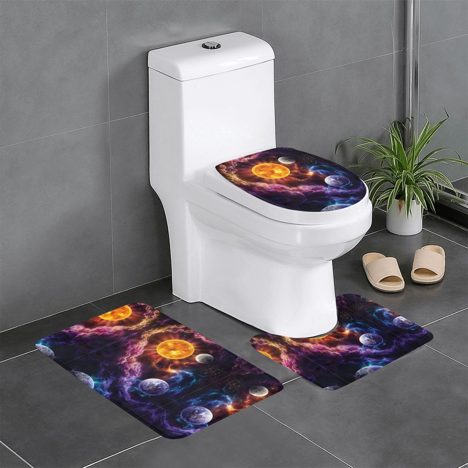 Tapis de bain absorbants motif galaxie lot de 3 pour hôtel