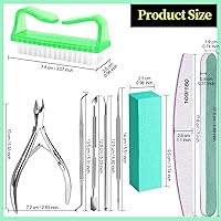 Vista 7 de FANDAMEI Herramientas de uñas, kit de cuidado de uñas, limas de uñas 100/180, bloque de pulidor de uñas, pinzas para cutículas, empujador