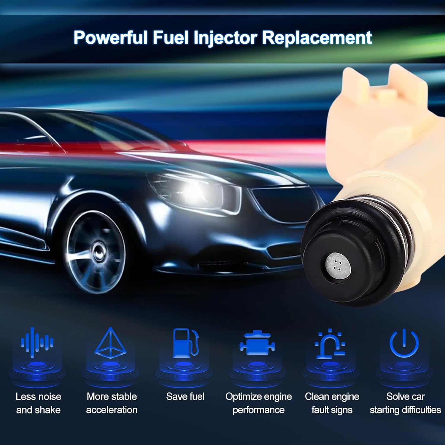 Fuel Injectors Pack of 6 4 Holes Compatible with Ford Escape 2001-2004 Taurus 2001 for Mercury Sable 2001 V6 3.0L DOHC