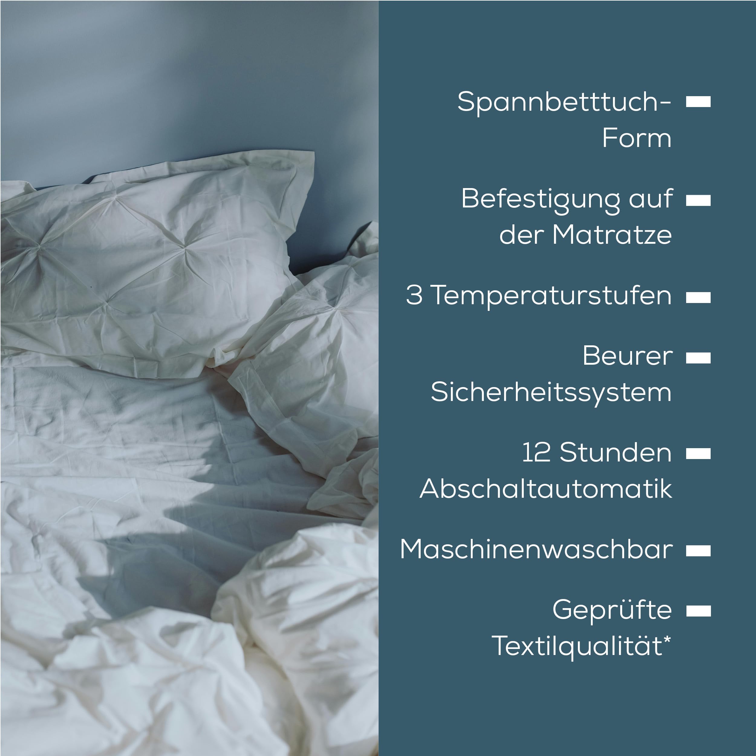 Beurer UB 74 Wärmeunterbett, elektrische Heizdecke mit Abschaltautomatik und Überhitzungsschutz, Wärmedecke in praktischer Spannbetttuch-Form mit 3 Temperaturstufen, waschbar, 200 x 100cm