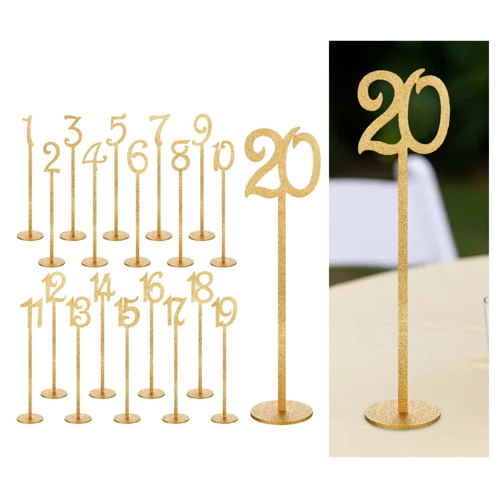 10 Tischkarten Aus Holz mit Sockel, Dekorative Beschilderung, Geeignet für Hochzeiten, Partys Und Jubiläen, 20 Stück golden