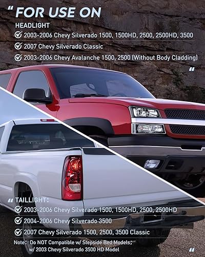 Vista 61 de Nilight Conjunto de luz trasera para Chevy Silverado 1500 1500HD 2500 2500 2500HD 3500 2007 Chevrolet Classic OE estilo pasajero lámpara trasera