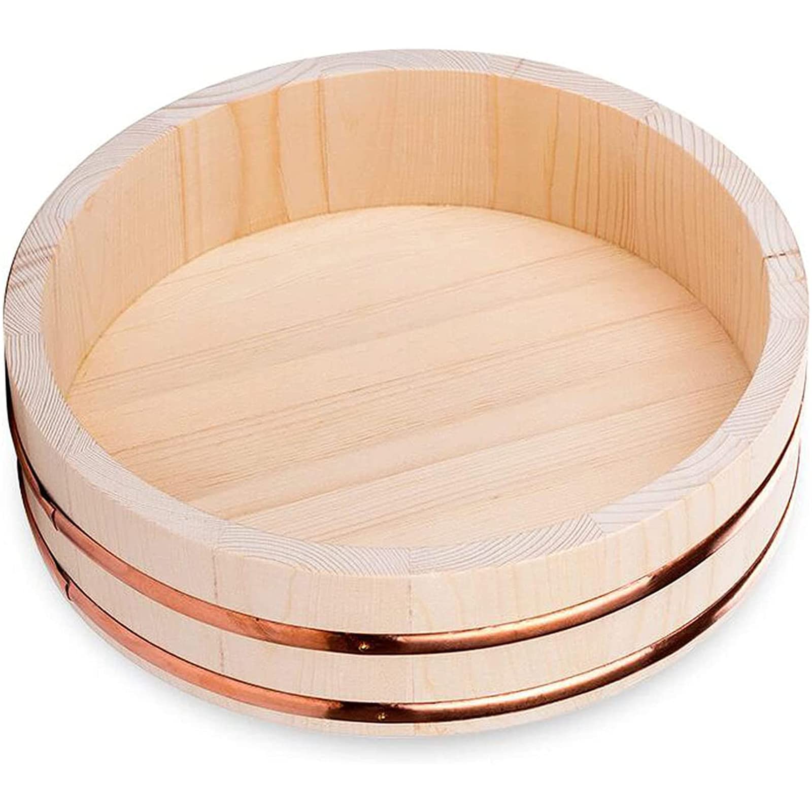 12 rozmiarów japońska wanna do mieszania ryżu Hangiri Sushi Oke do restauracji domu kuchni miedziane opaski wełniana miska do ryżu sushi (białe drewno sosnowe), 45 x 11 cm