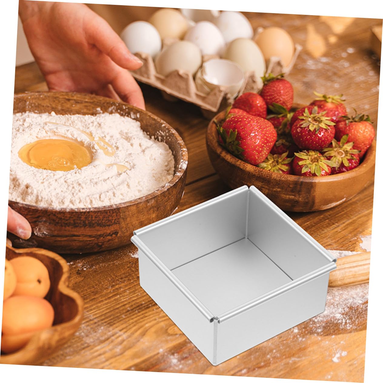 Molde Cuadrado para Bizcocho de Aleación de Aluminio con Fondo Desmontable Antiadherente Fácil Desmoldar para Repostería y Tartas Caseras