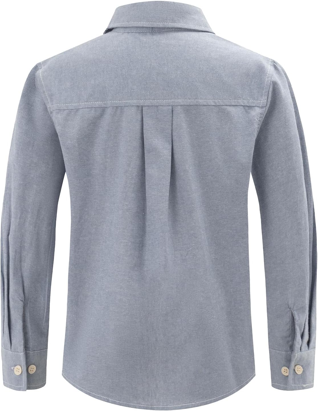 Spring&Gege Boys' Long Sleeve Chambray Shirt Casual Cotton Woven Button Down Shirt with Two Pockets - Image 3