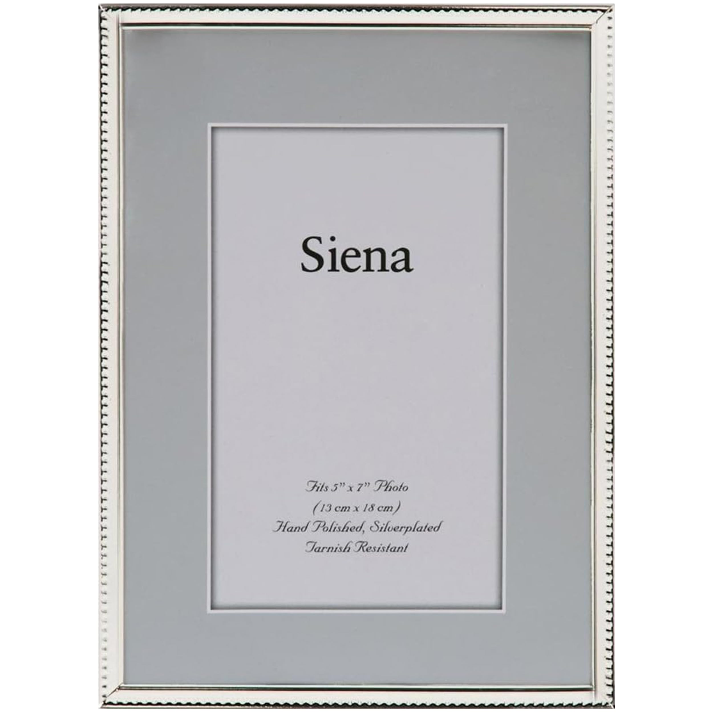 Tizo Design Bead Narrow Border Collection 5x7" Frame - Silver Plated