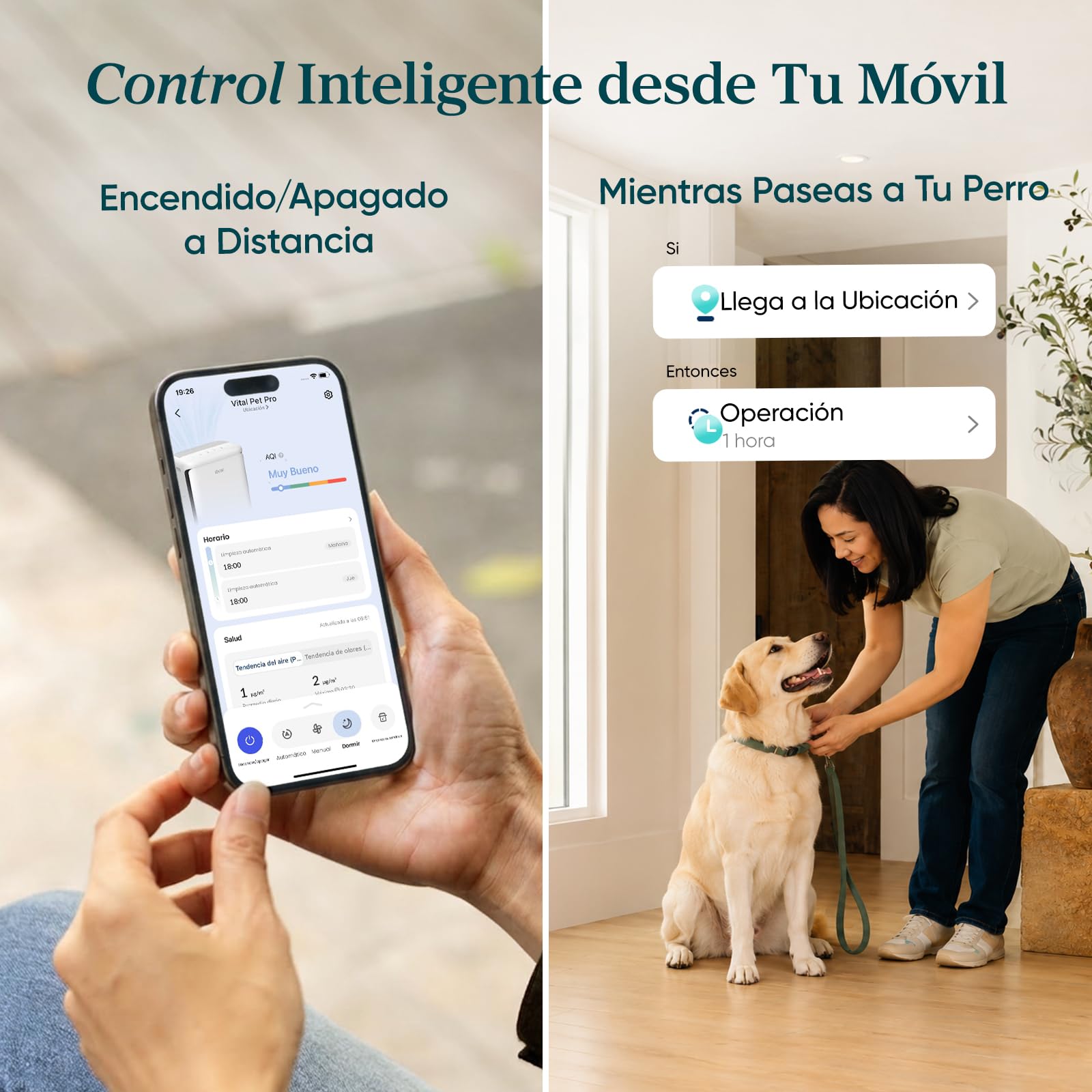 Levoit Vital Pet Pro Purificador de Aire para Mascotas, Sensor PM2.5 y TVOC | Prefiltro con Autolimpieza, Inteligente, ALEXA, Carbón Activo de Alta Capacidad, contra Pelo, Alérgenos, Olores, Caspa