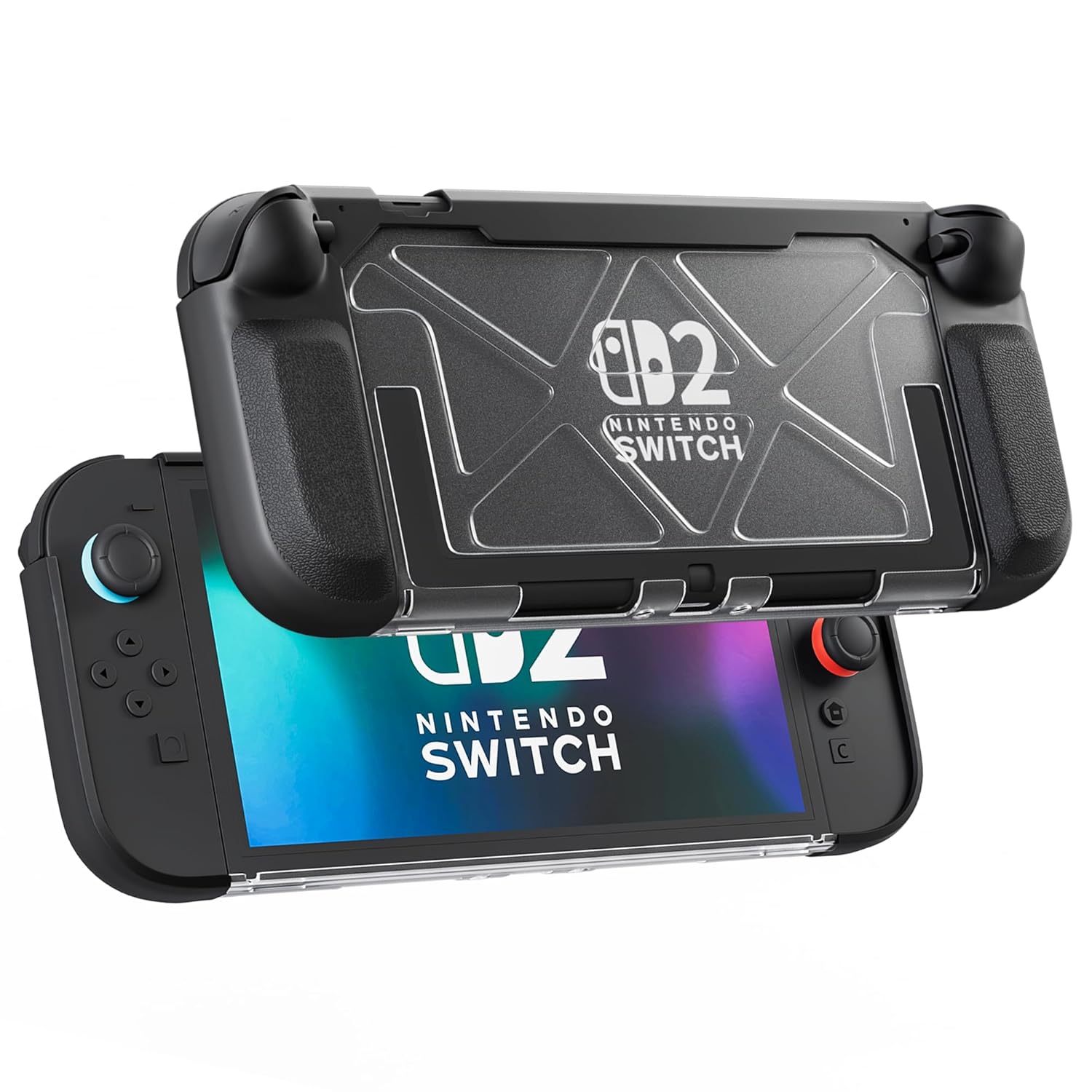 Switch 2 Dockable Case with Comfort Ergonomic Grip, Ultra-Thin Hard Case Protector for Nintendo Switch 2, Waterproof Anti-Scratch Integrated Switch 2 Accessories Skin Cover