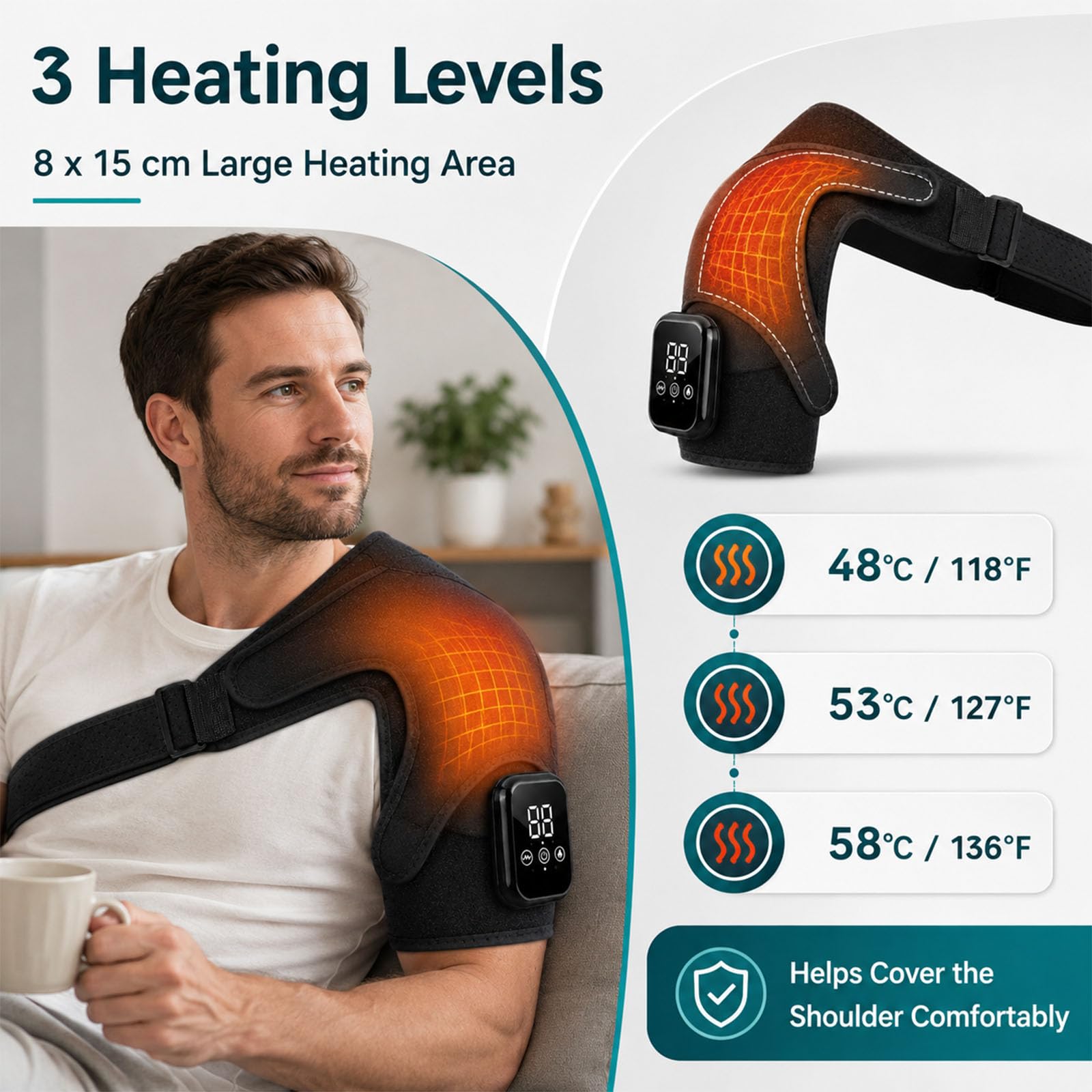 Masajeador De Hombros Inalámbrico Con Vibración y Calor,Hombrera