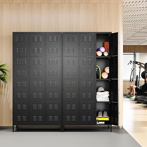 Miniatura 44 de Letaya Taquillas de metal para empleados: armario de almacenamiento de 9 puertas con estantes y gabinete de acero con cerradura para la escuela