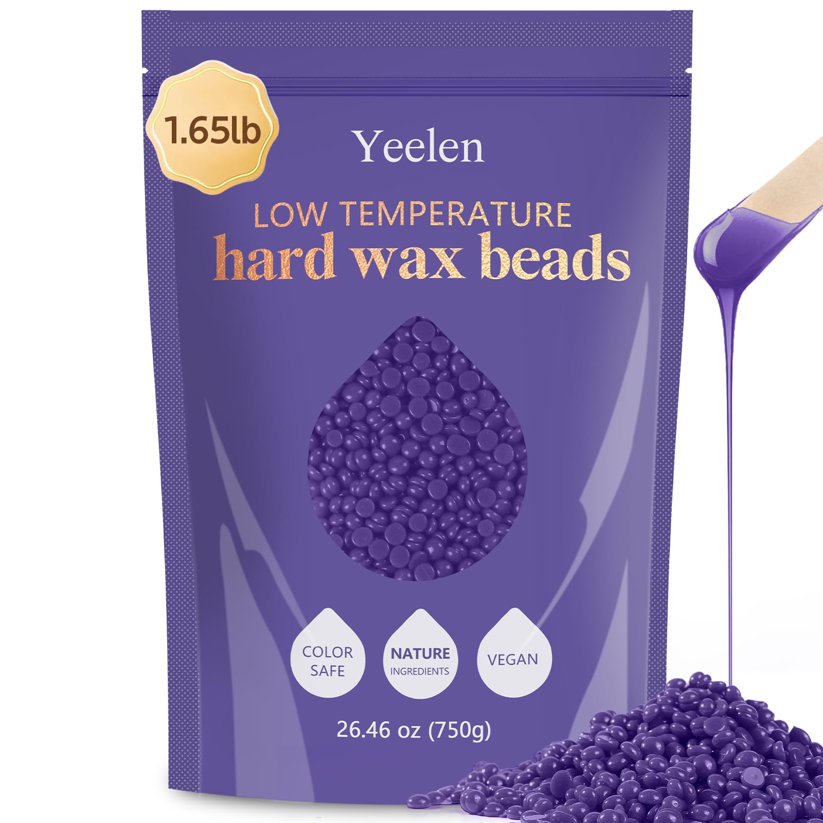 Hard Wax Beads for Coarse Hair: 1.65 Lb Waxing Beads for Hair Removal for Women and Men - for Underarm Legs Bikini Brazilian - Bulk Pack Ideal for Salons and Home Use (Purple-coarse)