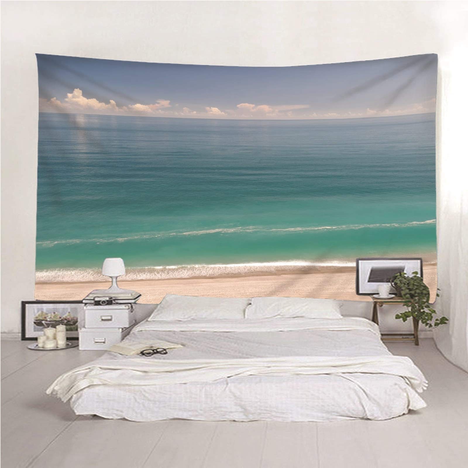 Aeici Tapiz Tela Muro Playa, Manta De Pared Cielo Océano Tapiz Pared para Colgar Pared(200X200Cm)