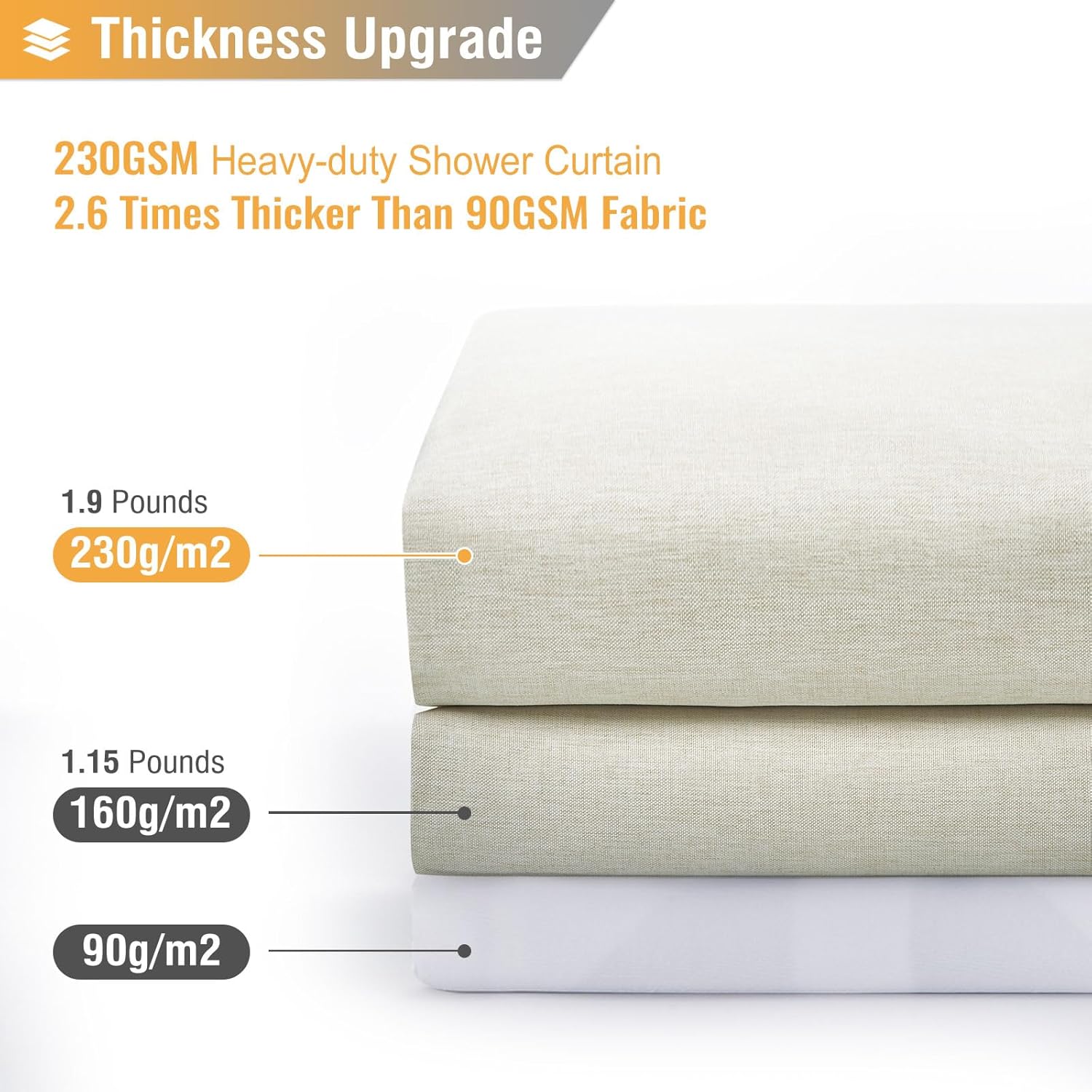 BTTN 96 Inch Extra Long Shower Curtain - Linen Textured Heavy Duty Tall Fabric Shower Curtain Set with 12 Plastic Hook, Large Simple Neutral Cloth Shower Curtains for Bathroom, 72x96 Inch, Light Cream