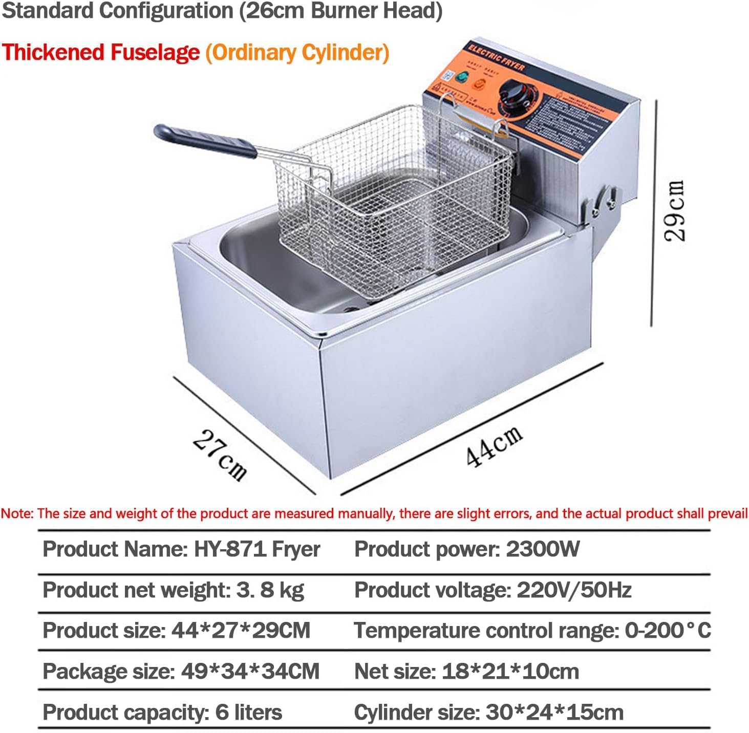 Friggitrice elettrica da banco con cestello Solido di Facile Montaggio, friggitrice Commerciale in Acciaio Inossidabile, per Cucina, Ristorante, Temperatura Regolabile per Cucinare