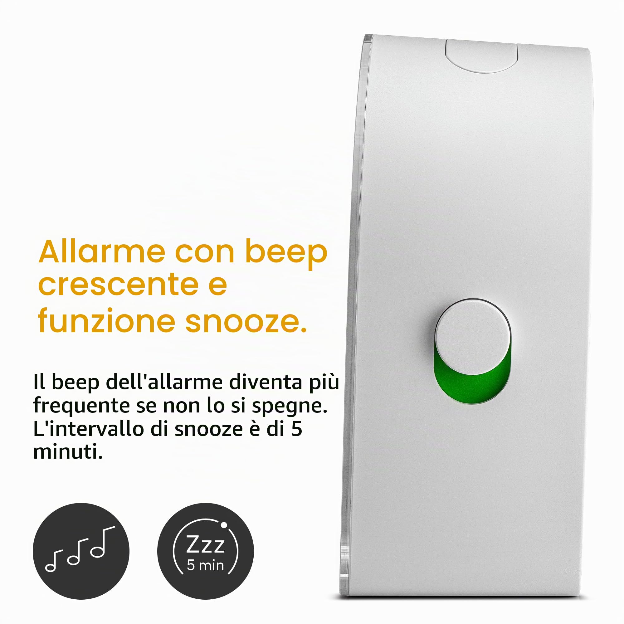 Braun Sveglia didatticoda analogica funzione snooze e retroilluminazione continua, movimento silenzioso al quarzo, quadrante facile da leggere, suoneria incrementale, bianca, modello BC22TW.