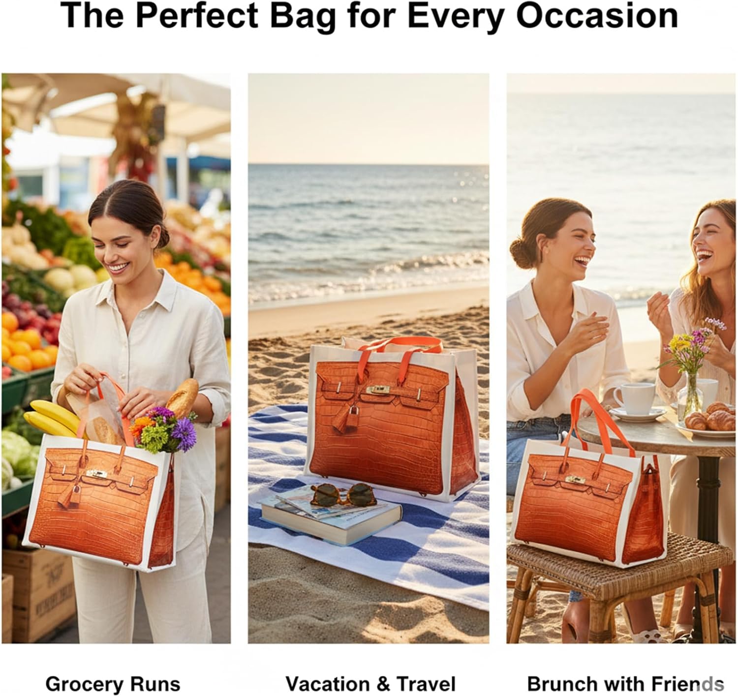 Chic Canvas Tote with Luxury-Inspired Print – Funny Gift Bag for Women, Stylish Holiday Present, Foldable Everyday Carryall
