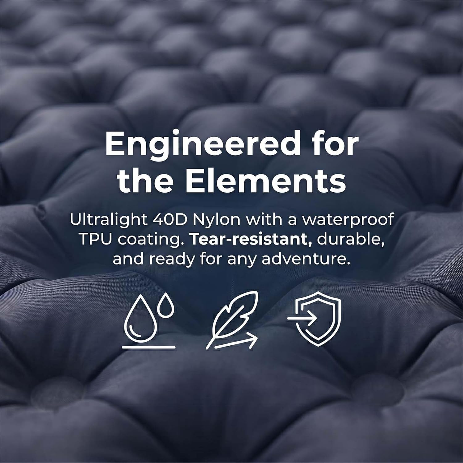 Double Sleeping Pad for Camping - Self Inflating Air Mattress with Pillow and Foot Pump, Portable Inflatable Bed Mat for 2 Person, Backpacking, Hiking, Travel, Tent Gear(Navy Blue)