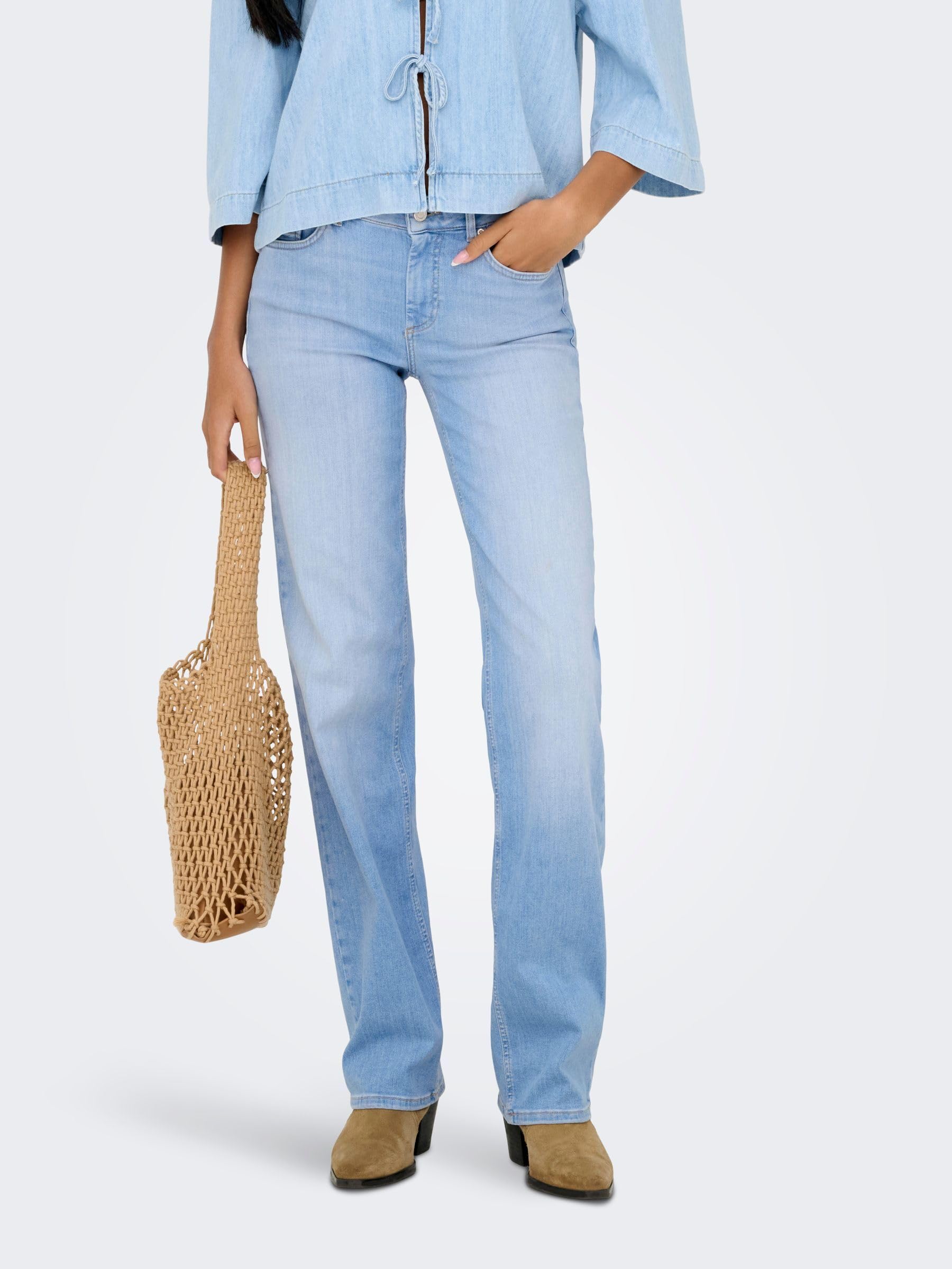 ONLY Female Straight-Fit Jeans ONLBLUSH Mittlere Taille Gerade geschnitten Jeans
