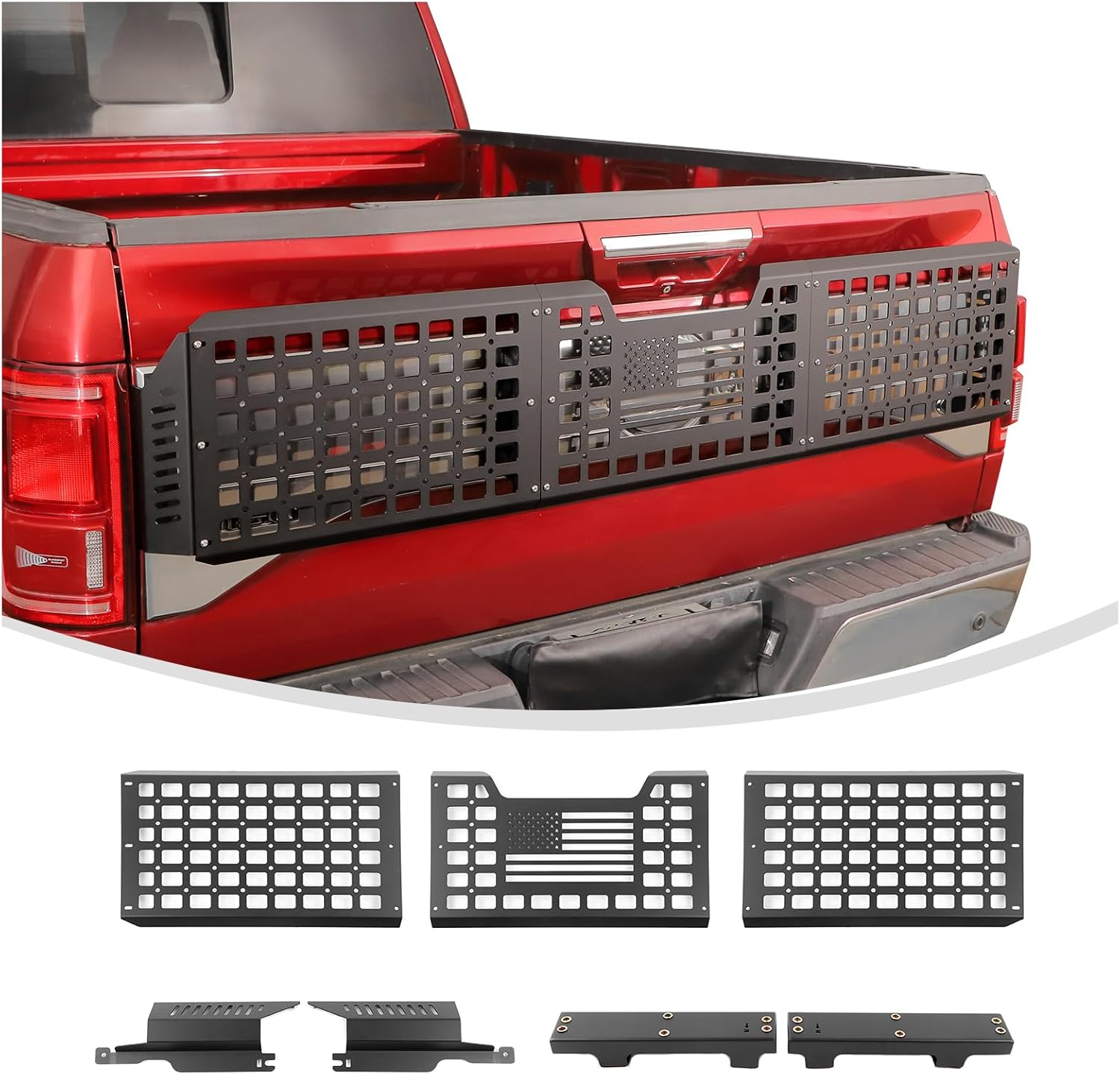 Linskip Tailgate Bed Molle Expansion Panel Compatible with 2015-2020 Ford F150 & F150 Raptor, Rear Gate MOLLE Racks, Cargo Carrier Tool Organizer, Exterior Accessories